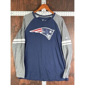 Nike New England Patriots Dri-Fit Cotton Long Sleeve Raglan T-Shirt Mens XL EUC‎